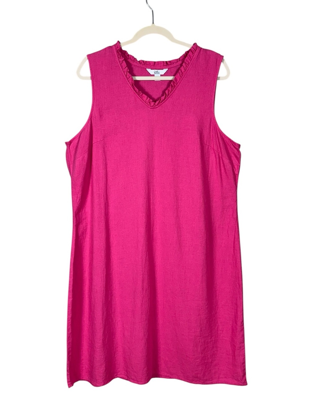 Womens Linen Dress Size Large Coastal Resort Beach Pink Euro Summer Coquette